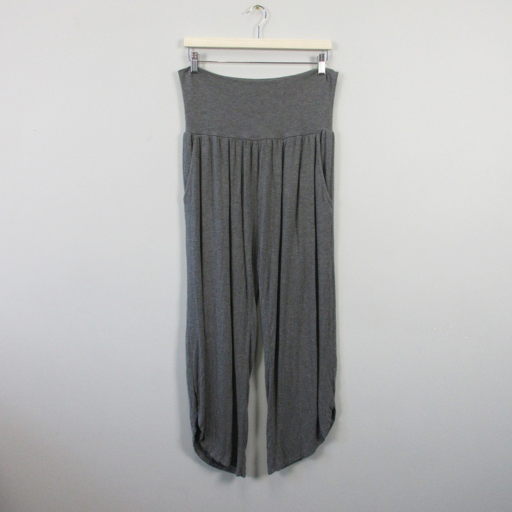 Slightly Buddha Harem Pants Women L Gray Bamboo Blend Lounge Casual Comfy 342